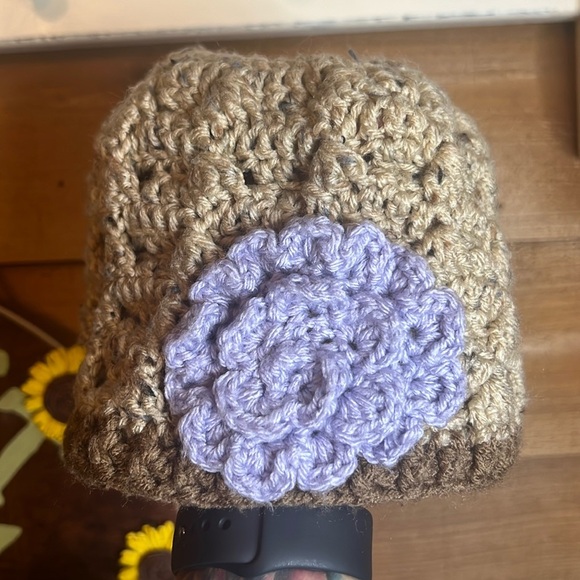 Handmade Crochet Knit Flower Hat Bonnet Boho Hippie Grannycore - Picture 1 of 7